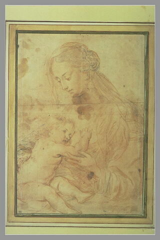Etude d'une Vierge assise tenant l'Enfant Jésus sur ses genoux