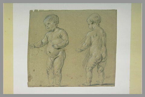 Deux enfants nus, debout