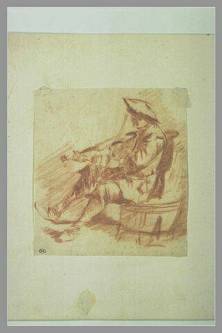 Jeune homme assis, jouant du violon