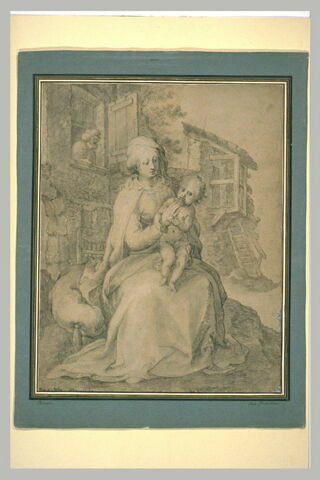 La Vierge et l'Enfant devant une chaumière, avec saint Joseph à la fenêtre, image 2/2