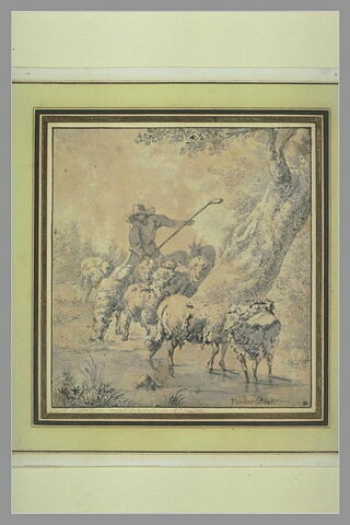 Un berger conduisant un troupeau à l'abreuvoir, image 2/4