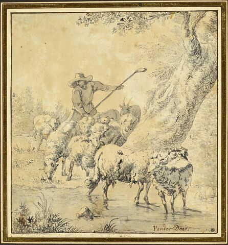 Un berger conduisant un troupeau à l'abreuvoir, image 4/4