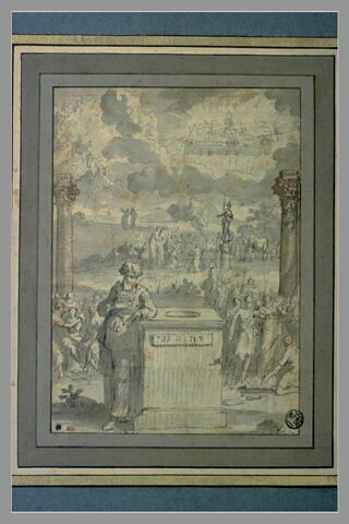 Vieillard appuyé à un tombeau, scène de l'histoire juive, frontispice, image 2/3