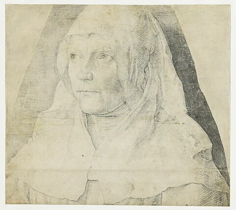 Portrait de femme, la tête couverte d'une coiffe blanche, image 2/2