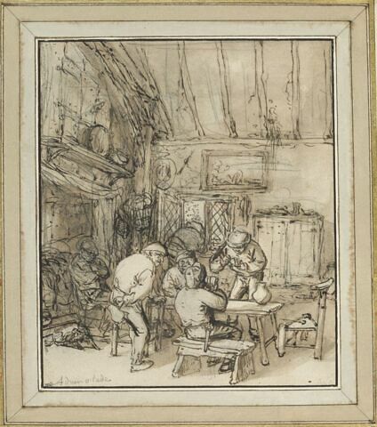 Tablée de paysans dans un cabaret, image 1/2
