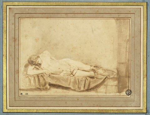 Jeune homme nu, endormi, étendu sur une couverture
