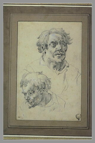 Deux têtes d'hommes, portant moustache et impériale, image 2/3