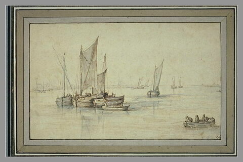 Barques et canots au milieu d'un fleuve, image 2/2