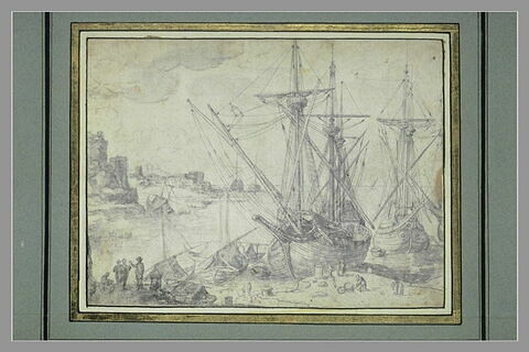 Port de mer avec vaisseaux et figures, image 2/2