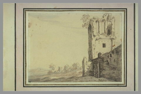 Paysage avec tour carrée en ruine, image 1/1