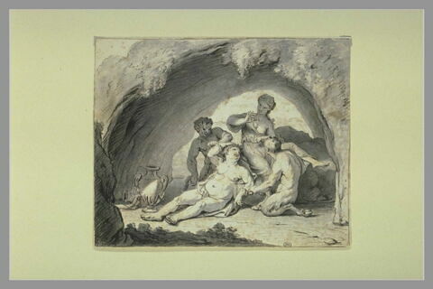 Silène avec une bacchante et deux satyres dans une grotte, image 1/1