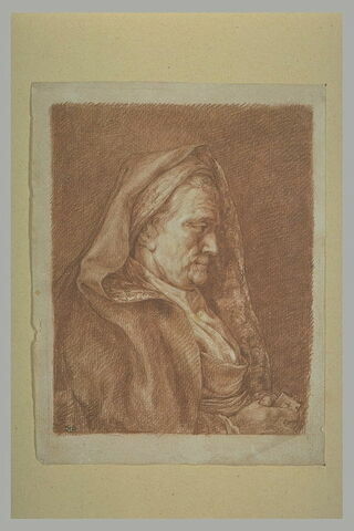 Portrait d'une vieille femme, en buste, de profil à droite, image 1/1