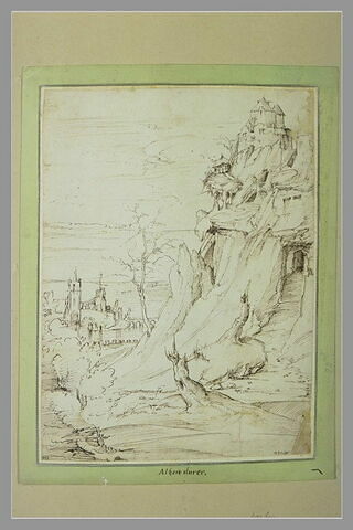 Paysage avec un château au sommet d'un roc escarpé, image 2/2