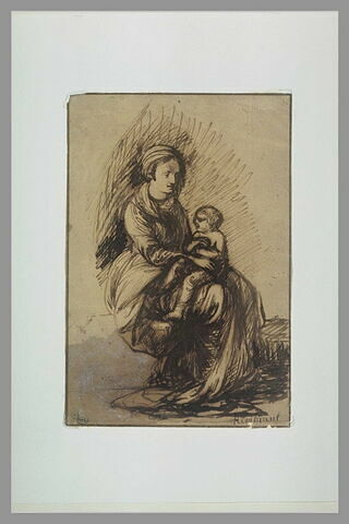 La Vierge assise tenant l'Enfant Jésus sur ses genoux