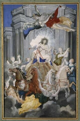 Louis XIV, sous les traits d'Apollon, conduisant un quadrige
