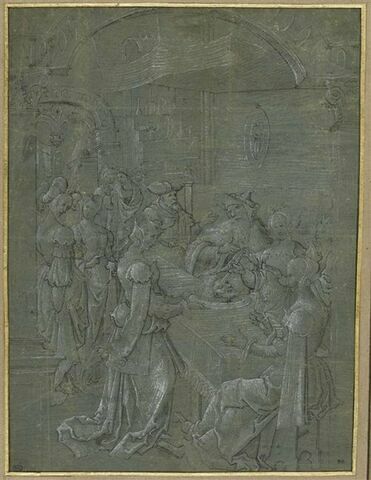 Hérodiade touche d'un couteau la tête de saint Jean-Baptiste