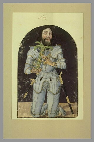 Figure d'un chevalier revêtu d'une cuirasse, en prière, image 1/1