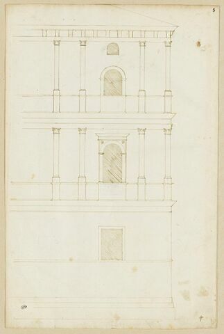 Angle d'un palais à deux étages sur un double soubassement, image 1/2