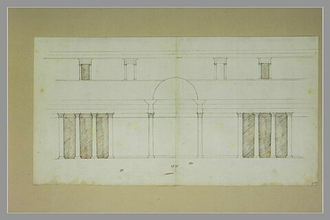 Projet de façade de palais, avec une immense porte au rez-de-chaussée, image 2/2