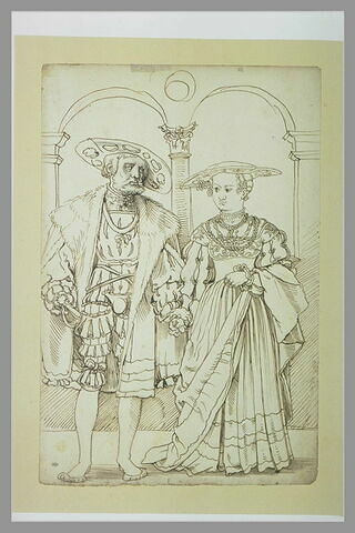 Portraits en pied d'un seigneur et de sa femme, de face, image 1/1