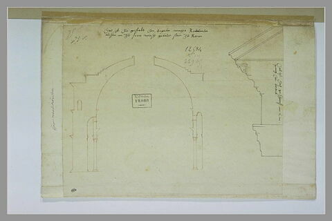 Coupe verticale du Panthéon de Rome et profil d'un entablement, image 2/2