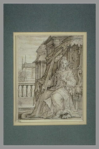 Sainte Hélène assise sur un trône
