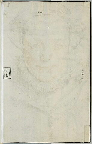 Portrait de femme, de face, portant une coiffe blanche