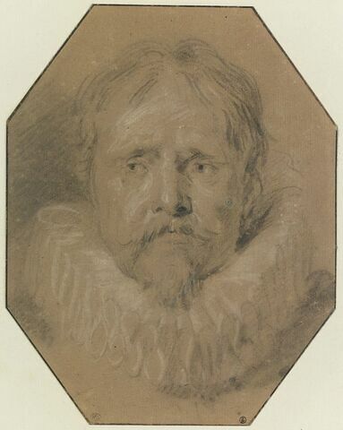 Tête d'homme vu de face, portant moustache et royale, image 1/2