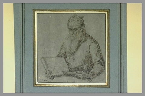 Etude d'un vieillard à longue barbe, lisant un livre