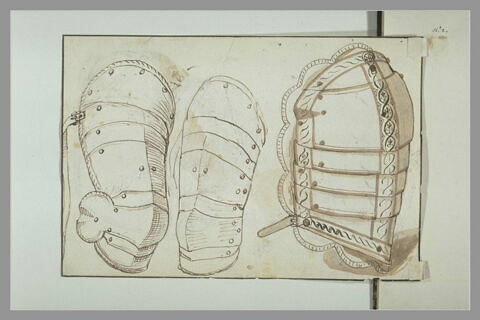 Parties d'armure d'arquebusier : cuissard, brassard et dossière