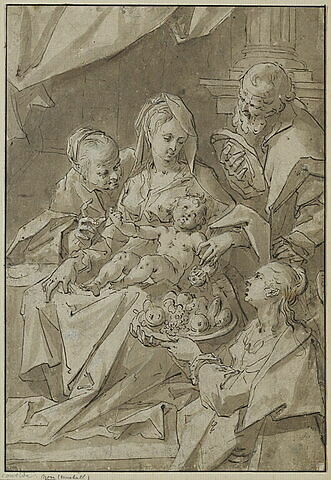 La Sainte Famille et sainte Dorothée offrant des fruits à l'Enfant