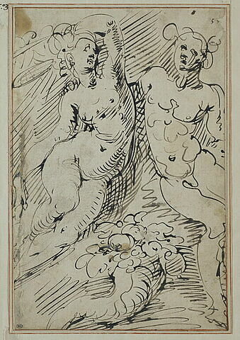 Deux figures mythologiques, peut-être Vénus et Adonis
