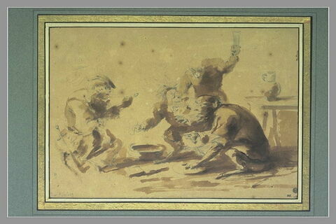 Trois singes habillés jouant aux cartes, fumant et buvant, image 3/3