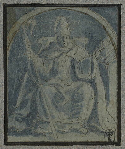 Saint Ambroise, feuilletant un livre