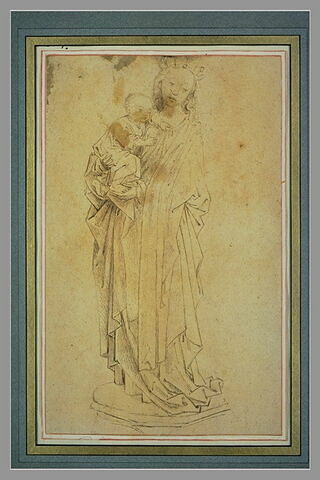 La Vierge, debout sur une console, portant l'Enfant