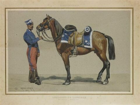 Lanciers ; cheval de troupe et soldat, image 1/1