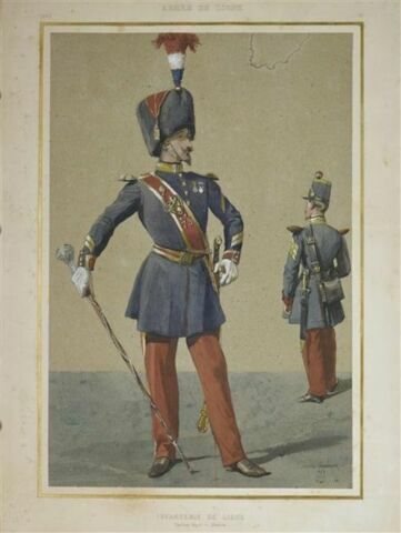 Infanterie de ligne ; tambour major et musicien