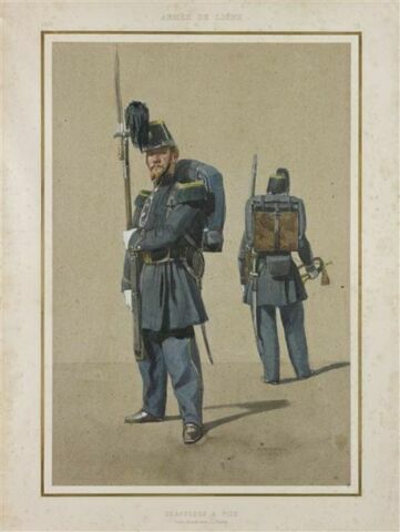 Chasseurs à pied ; soldat en grande tenue et clairon, image 1/1