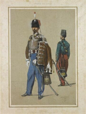 Hussards ; officier en grande tenue et officier en petite tenue, image 1/1