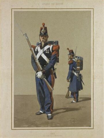 Génie ; sapeur en grande tenue et sapeur en capote, image 1/1