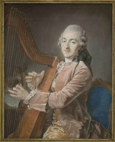 Portrait de Gardel l'ainé, jouant de la harpe.