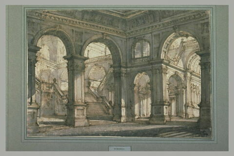 Vue en perspective du vestibule d'un palais, image 2/2