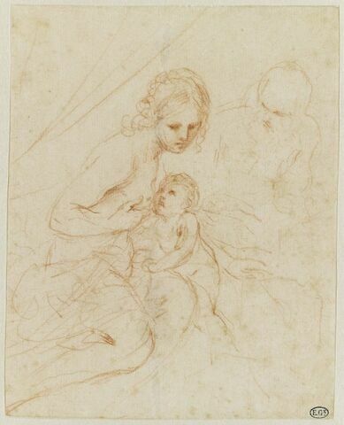 La Vierge allaitant l'Enfant devant un vieillard (Joseph?), image 1/2