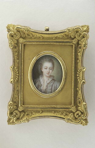 Portrait de Mme Du Barry, en buste, la tête de 3/4 à droite,cheveux poudrés