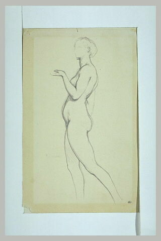 Jeune femme nue, de profil, levant le bras gauche, image 2/2