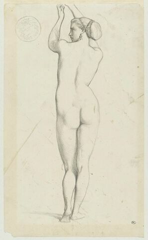 Jeune femme nue, de dos, tournant la tête