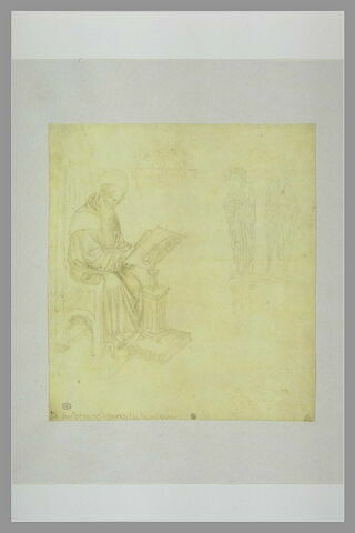 Saint Jérôme dans son étude ; deux statues de saints ou de prophètes, image 2/2