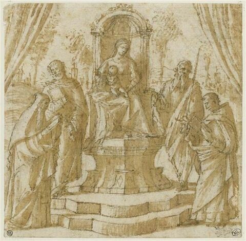 La Vierge et l'Enfant sur un trône entourée de quatre saints
