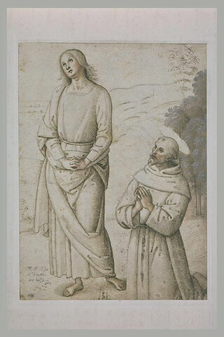 Saint François agenouillé devant un saint, image 2/2