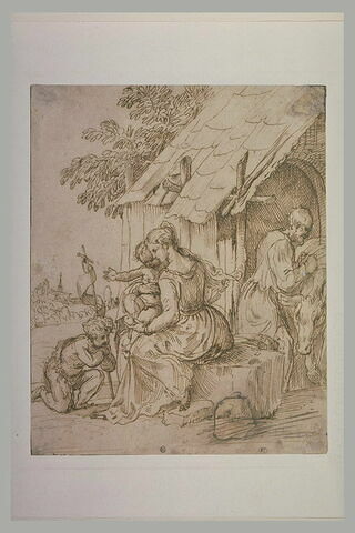 Le petit saint Jean agenouillé devant la Vierge à l'Enfant, et saint Joseph, image 2/2